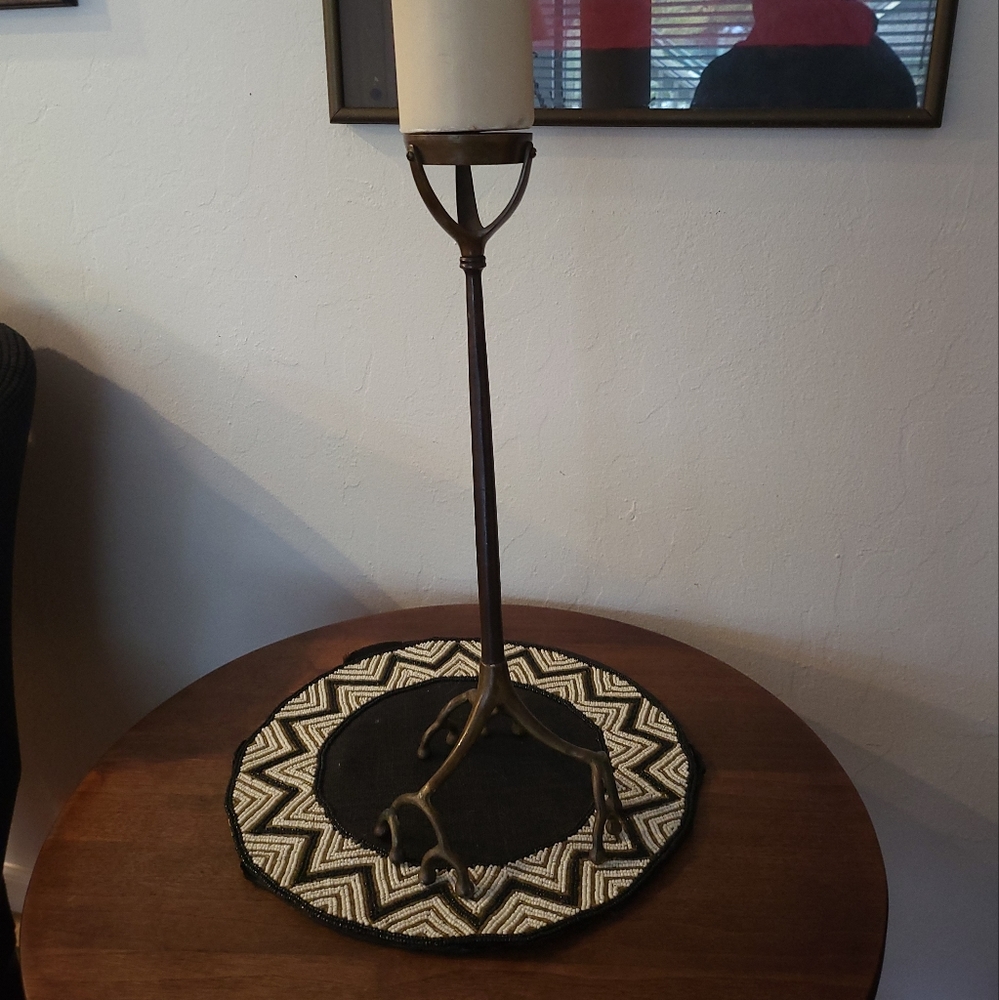 Gorgeous Tall Brass Footed Candleholder